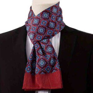 Gascoigne Formal Scarf Red Fancy Geometric Pattern Men's